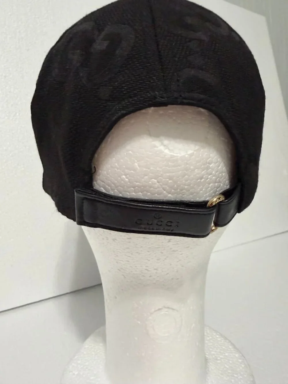 Black Monogram Baseball Cap Leather Trim Adjustable Luxury Style Hat